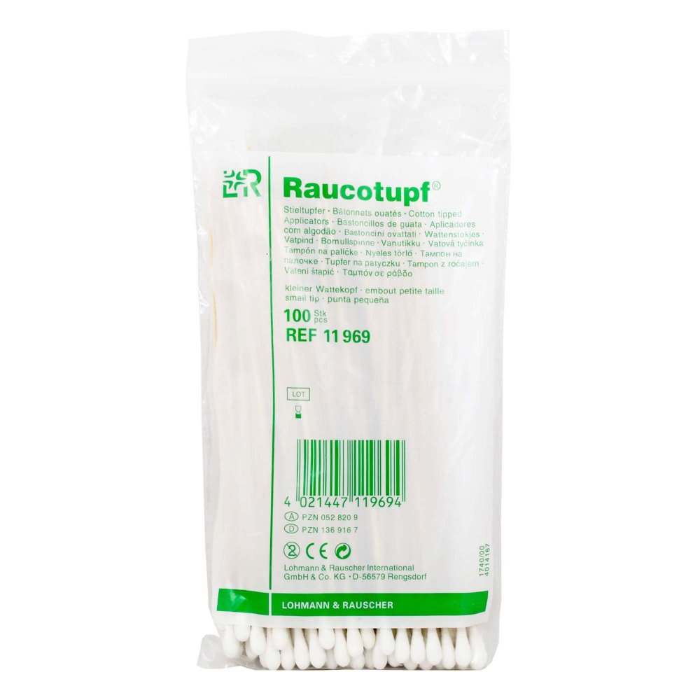 Das Produktfoto zeigt Raucotupf Stieltupfer Kleiner Wattekopf (100 stk) PZN 01369167