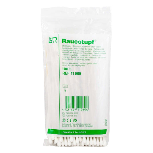 Das Produktfoto zeigt Raucotupf Stieltupfer Kleiner Wattekopf (100 stk) PZN 01369167