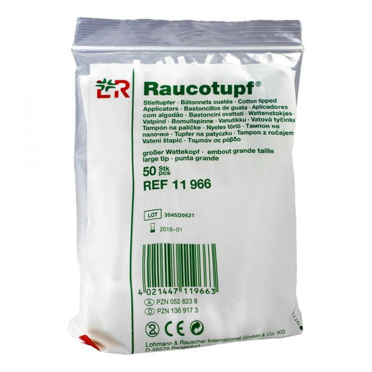 Das Produktfoto zeigt Raucotupf Stieltupfer Großer Wattekopf (50 stk) PZN 01369173