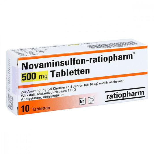 Das Produktfoto zeigt Novaminsulfon-Ratiopharm 500 Mg Tabletten (10 stk) PZN 01384557