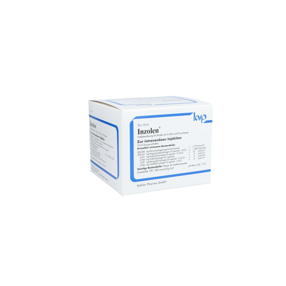 Das Produktfoto zeigt Inzolen Injektionslösung Ampullen (25X10 ml) PZN 01385120