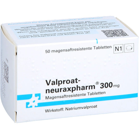 Das Produktfoto zeigt Valproat-Neuraxpharm 300 Mg Magensaftres.Tabletten (50 stk) PZN 01400486