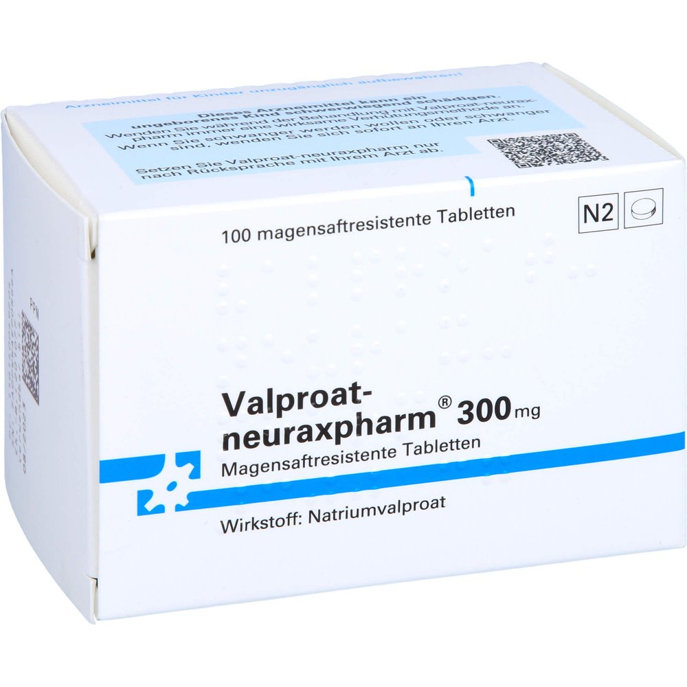 Das Produktfoto zeigt Valproat-Neuraxpharm 300 Mg Magensaftres.Tabletten (100 stk) PZN 01400492