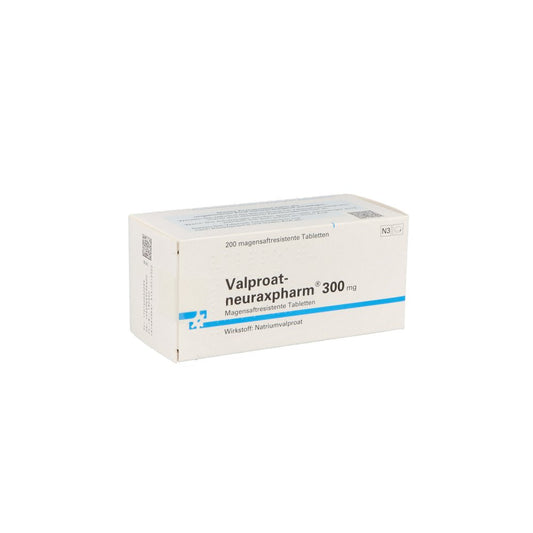 Das Produktfoto zeigt Valproat-Neuraxpharm 300 Mg Magensaftres.Tabletten (200 stk) PZN 01400500