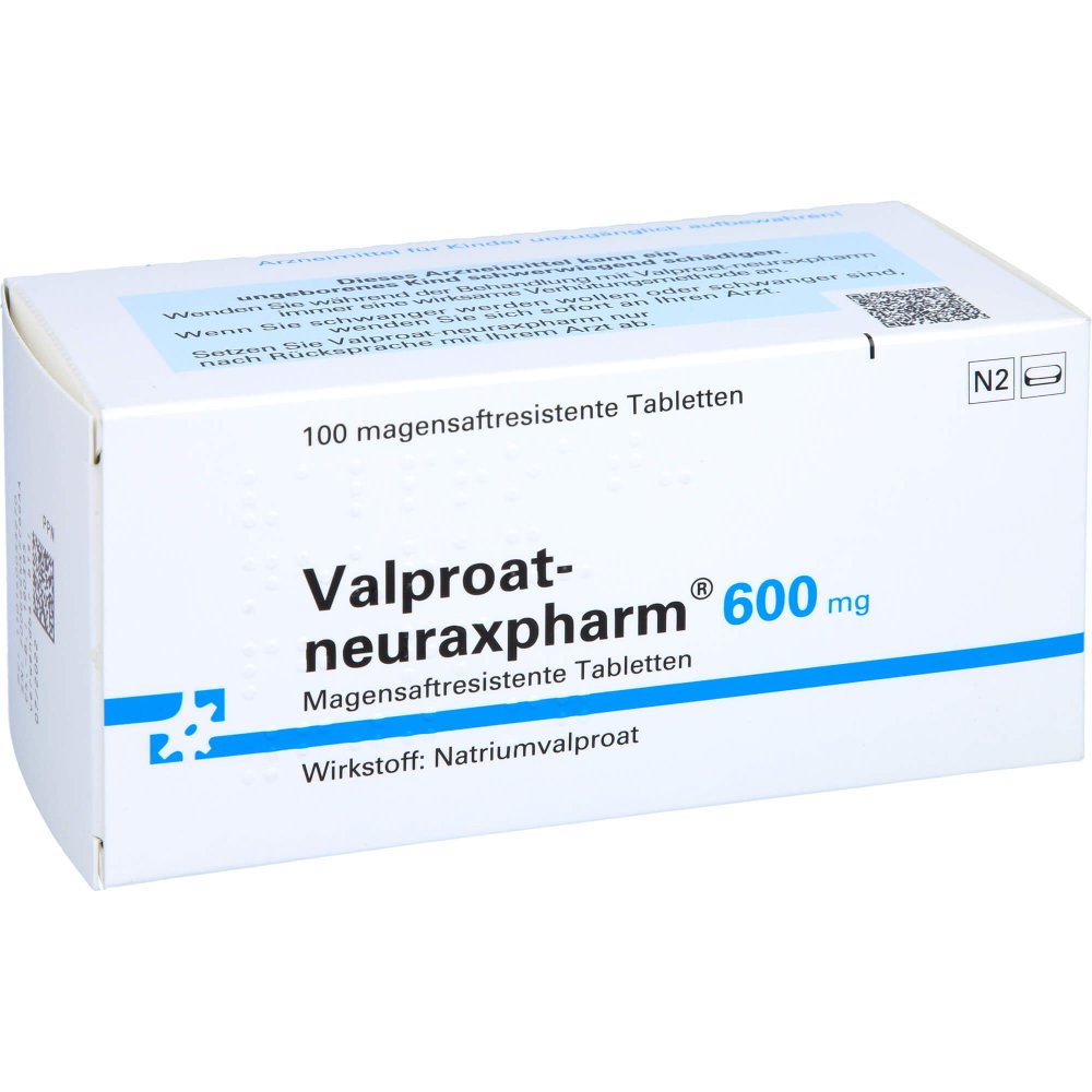 Das Produktfoto zeigt Valproat-Neuraxpharm 600 Mg Magensaftres.Tabletten (100 stk) PZN 01400552