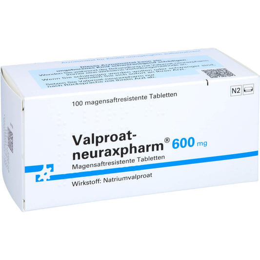 Das Produktfoto zeigt Valproat-Neuraxpharm 600 Mg Magensaftres.Tabletten (100 stk) PZN 01400552