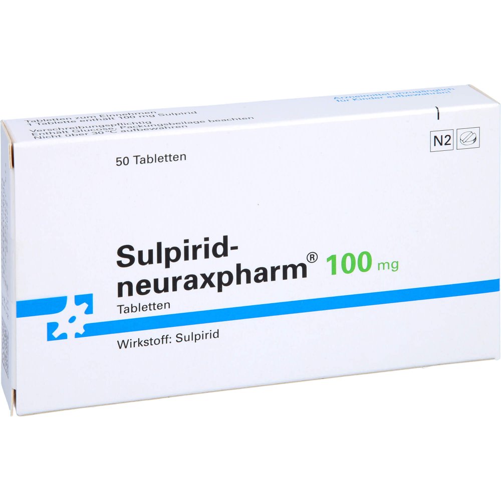 Das Produktfoto zeigt Sulpirid-Neuraxpharm 100 Mg Tabletten (50 stk) PZN 01400629
