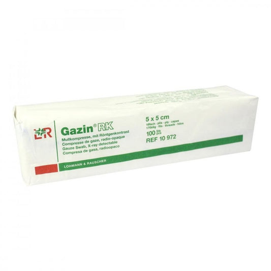 Das Produktfoto zeigt Gazin Mullkomp.5x5 Cm Unsteril 16fach Rk (100 stk) PZN 01401971