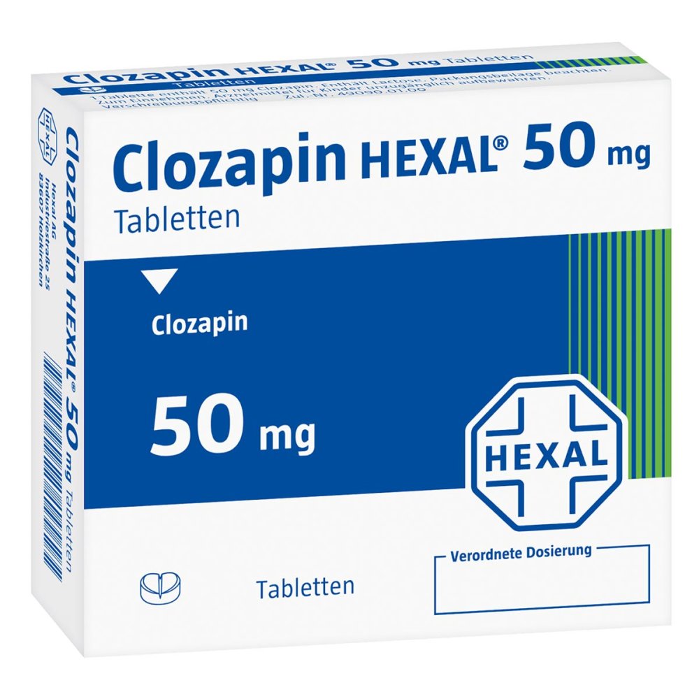Das Produktfoto zeigt Clozapin Hexal 50 Mg Tabletten (100 stk) PZN 01403680