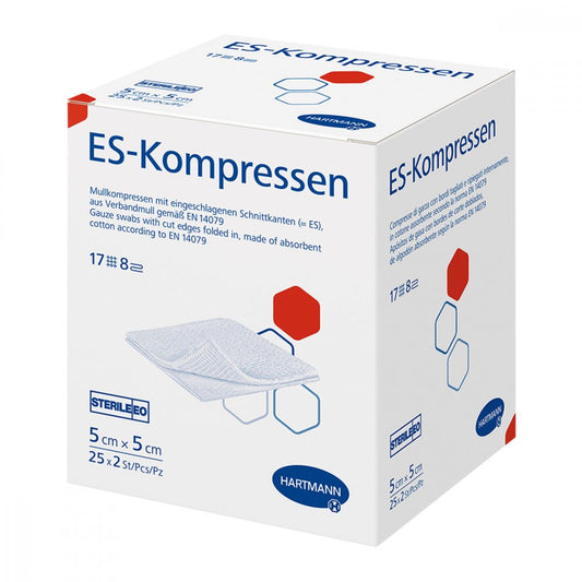 Es-Kompressen Steril 5x5 Cm 8fach (25X2 stk)