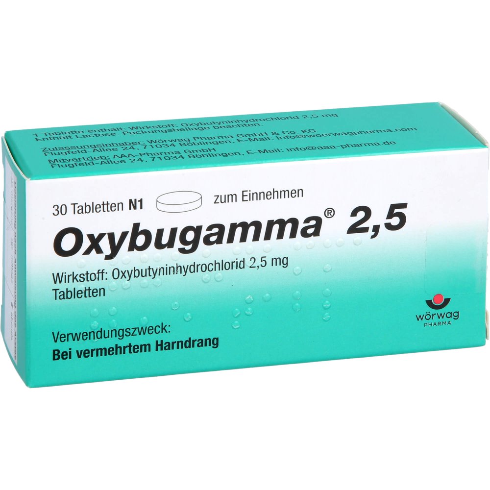 Das Produktfoto zeigt Oxybugamma 2,5 Tabletten (30 stk) PZN 01414117