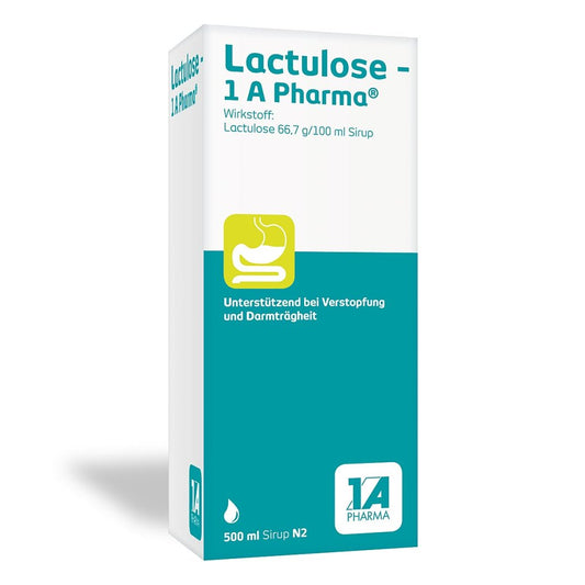 Das Produktfoto zeigt Lactulose-1a Pharma Sirup (500 ml) PZN 01418931