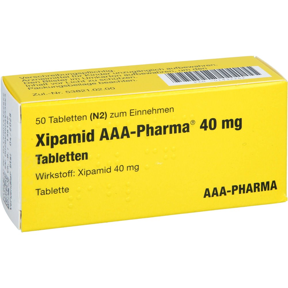 Das Produktfoto zeigt Xipamid 40 Mg Aaa-Pharma Tabletten (50 stk) PZN 01432262