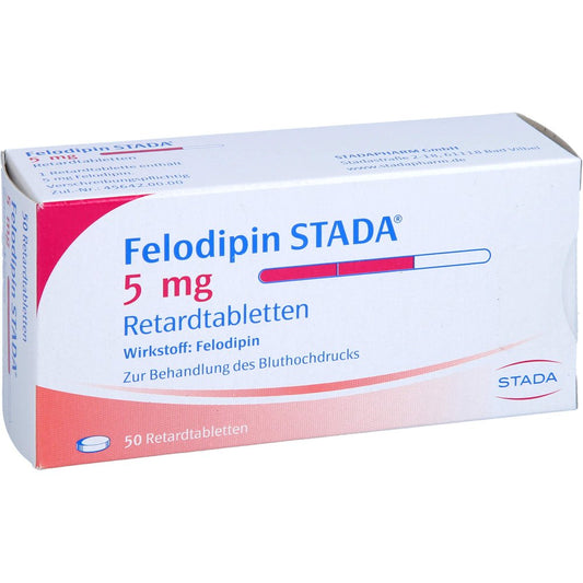 Das Produktfoto zeigt Felodipin Stada 5 Mg Retardtabletten (50 stk) PZN 01433994