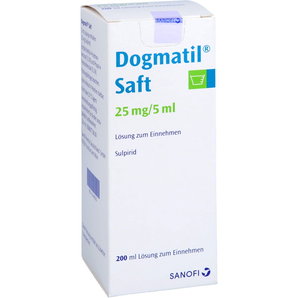 Das Produktfoto zeigt Dogmatil Saft (200 ml) PZN 01445023