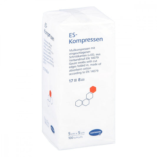 Es-Kompressen Unsteril 5x5 Cm 8fach (100 stk)