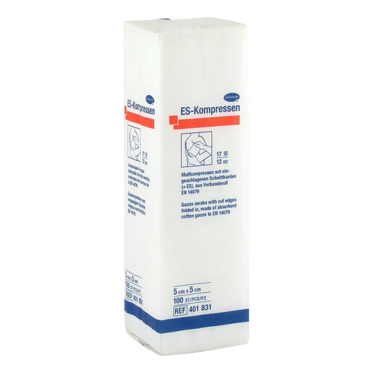Das Produktfoto zeigt Es-Kompressen Unsteril 5x5 Cm 12fach (100 stk) PZN 01447163