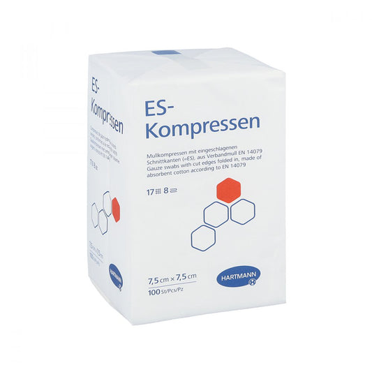 Es-Kompressen Unsteril 7,5x7,5 Cm 8fach (100 stk)