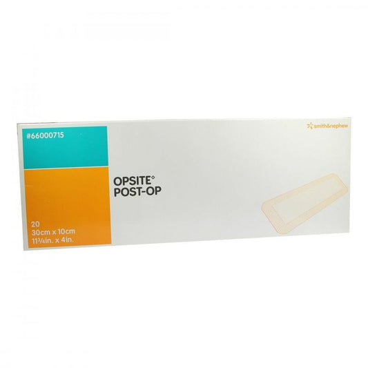 Das Produktfoto zeigt Opsite Post-Op 10x30 Cm Verband Einzeln Steril (20X1 stk) PZN 01447507