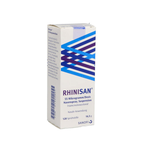 Das Produktfoto zeigt Rhinisan 55 Μg/Dosis Nasenspray (16.5 g) PZN 01453927