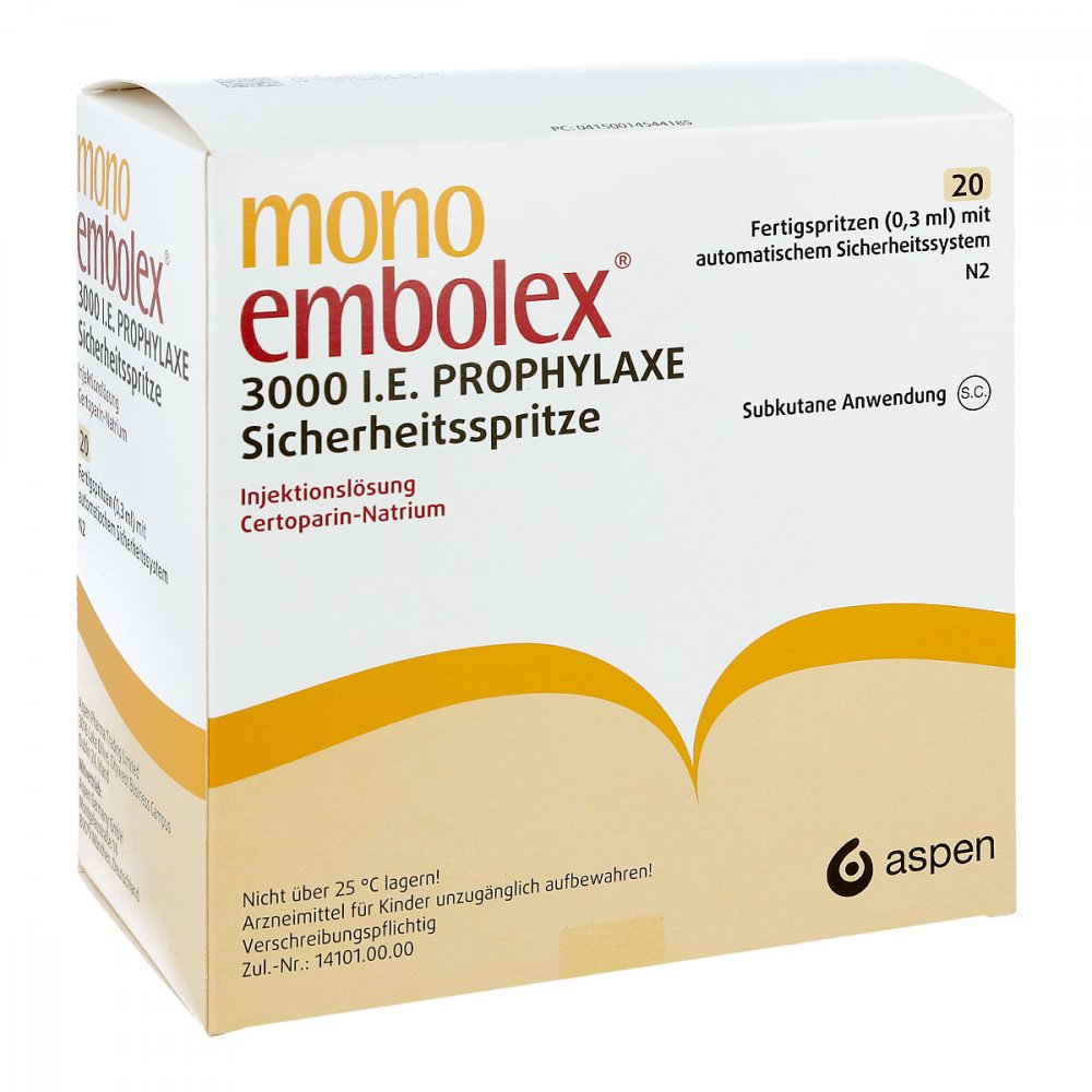 Mono Embolex 3.000 I.E. Prophylaxe Sicherh.Spr. (20 stk)