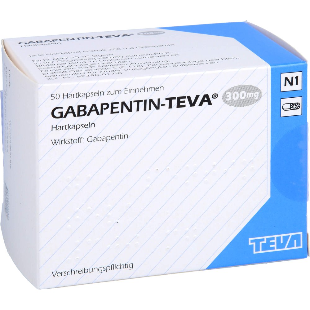 Das Produktfoto zeigt Gabapentin Teva 300 Mg Hartkapseln (50 stk) PZN 01465385