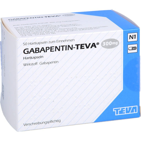 Das Produktfoto zeigt Gabapentin Teva 300 Mg Hartkapseln (50 stk) PZN 01465385