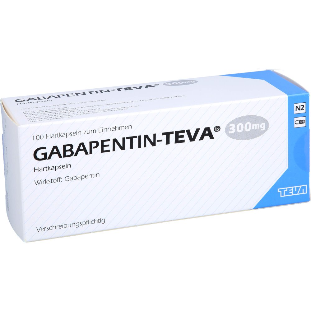 Das Produktfoto zeigt Gabapentin Teva 300 Mg Hartkapseln (100 stk) PZN 01465557