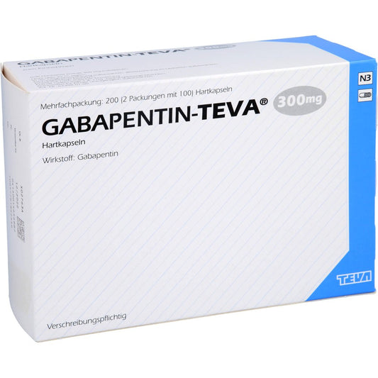Das Produktfoto zeigt Gabapentin Teva 300 Mg Hartkapseln (200 stk) PZN 01465698