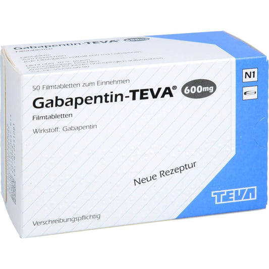 Das Produktfoto zeigt Gabapentin Teva 600 Mg Filmtabletten (50 stk) PZN 01465876