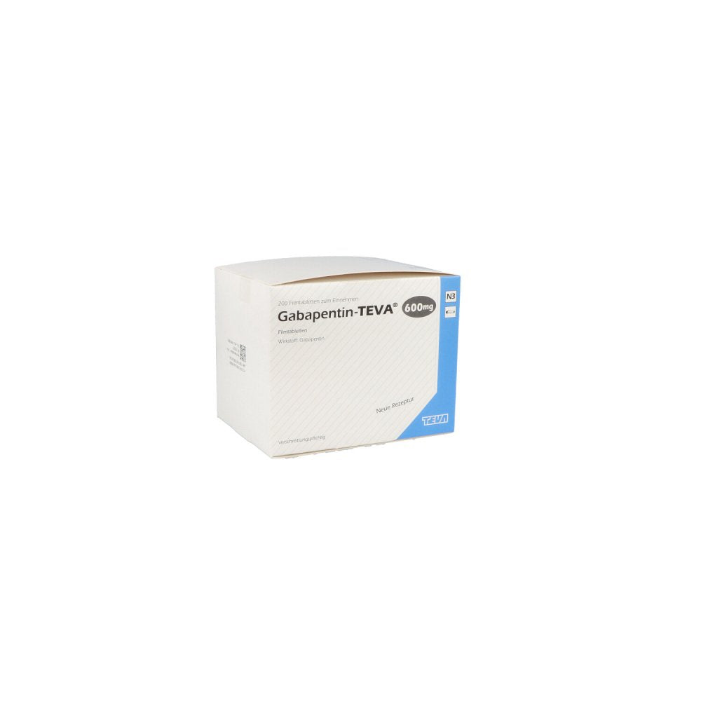 Das Produktfoto zeigt Gabapentin Teva 600 Mg Filmtabletten (200 stk) PZN 01465988