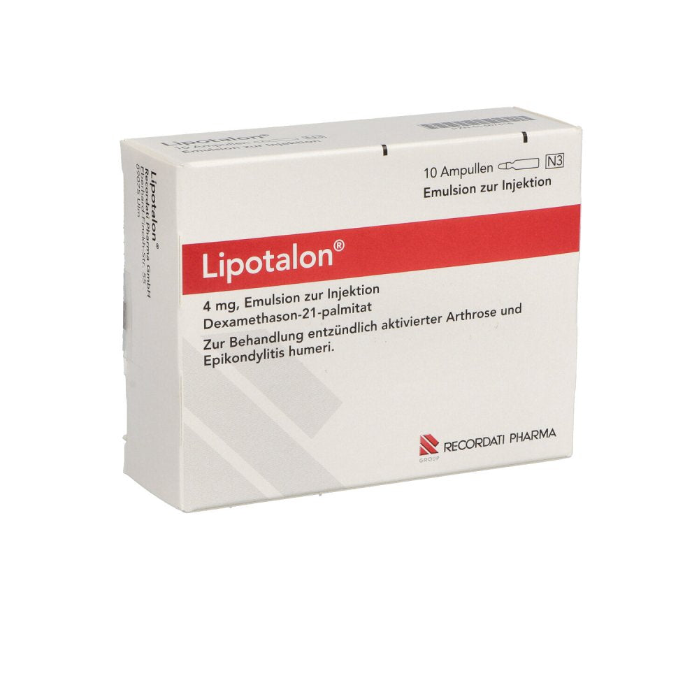Das Produktfoto zeigt Lipotalon 4 Mg Emulsion Zur Injektion Ampullen (10X1 ml) PZN 01467616