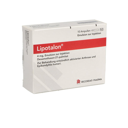 Das Produktfoto zeigt Lipotalon 4 Mg Emulsion Zur Injektion Ampullen (10X1 ml) PZN 01467616