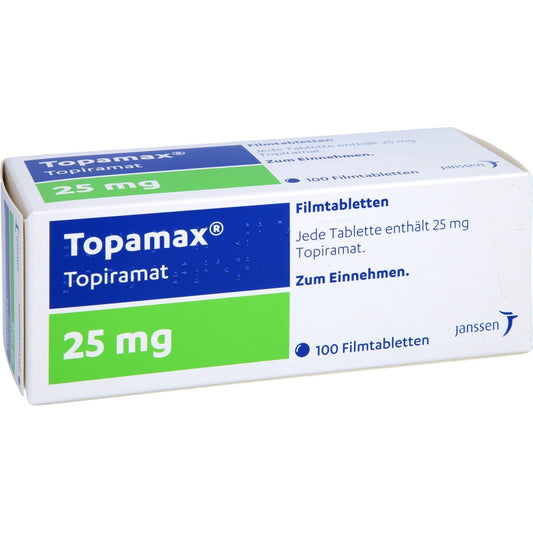 Das Produktfoto zeigt Topamax 25 Mg Filmtabletten (100 stk) PZN 01469147