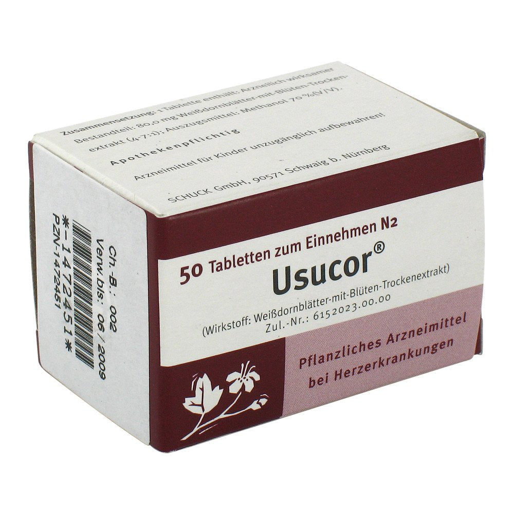 Das Produktfoto zeigt Usucor Tabletten (50 stk) PZN 01472451