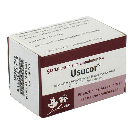 Das Produktfoto zeigt Usucor Tabletten (50 stk) PZN 01472451