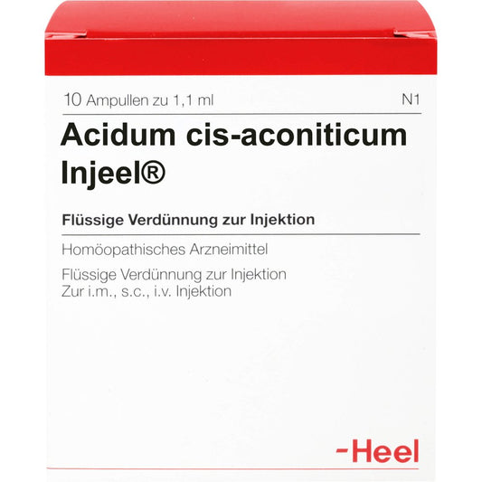 Das Produktfoto zeigt Acidum Cis-Aconiticum Injeel Ampullen (10 stk) PZN 01474303