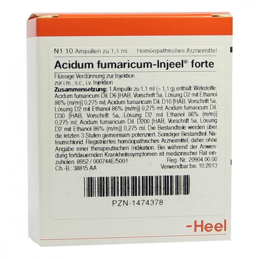 Das Produktfoto zeigt Acidum Fumaricum Injeel Forte Ampullen (10 stk) PZN 01474378