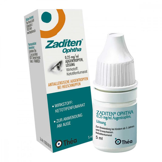 Das Produktfoto zeigt Zaditen Ophtha 0,25 Mg/Ml Augentropfen (1X5 ml) PZN 01478258