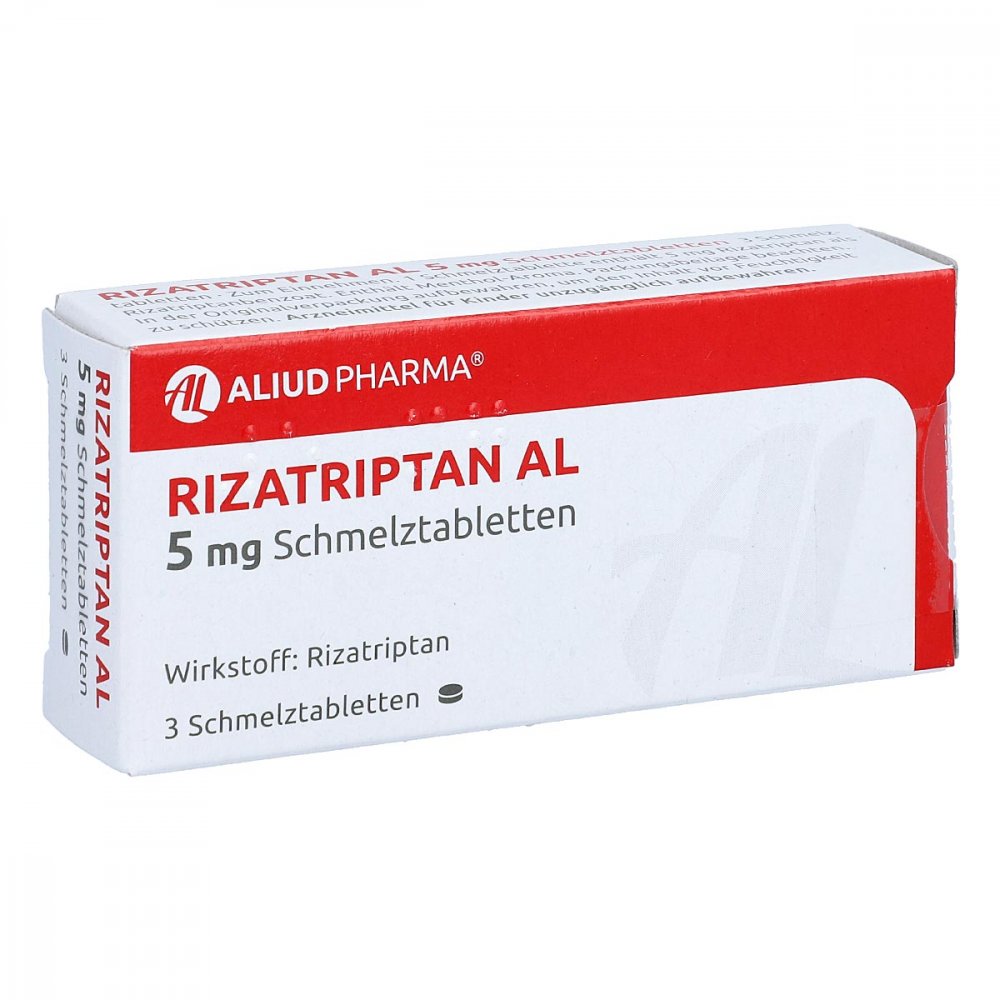 Das Produktfoto zeigt Rizatriptan Al 5 Mg Schmelztabletten (3 stk) PZN 01494808
