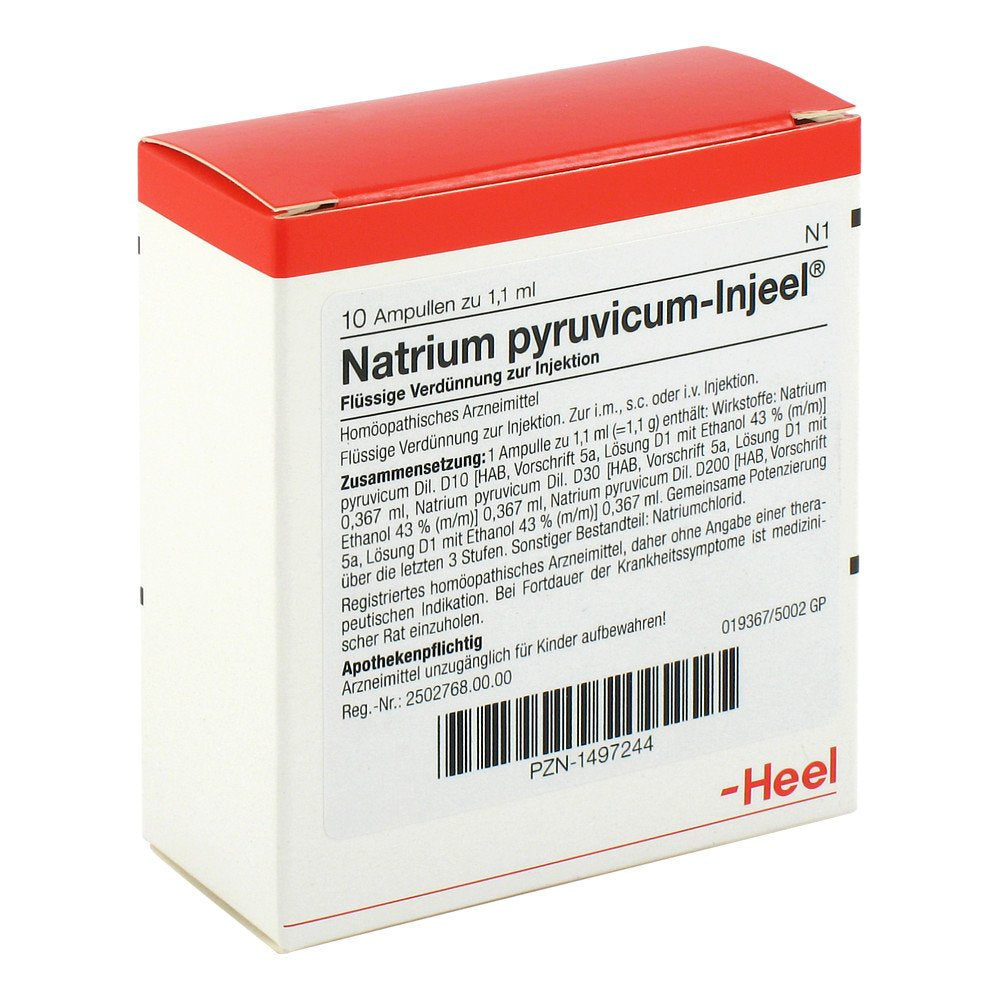 Das Produktfoto zeigt Natrium Pyruvicum Injeel Ampullen (10 stk) PZN 01497244