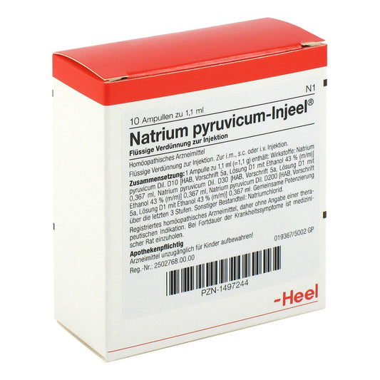 Das Produktfoto zeigt Natrium Pyruvicum Injeel Ampullen (10 stk) PZN 01497244