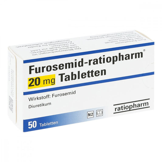 Das Produktfoto zeigt Furosemid-Ratiopharm 20 Mg Tabletten (50 stk) PZN 01511429
