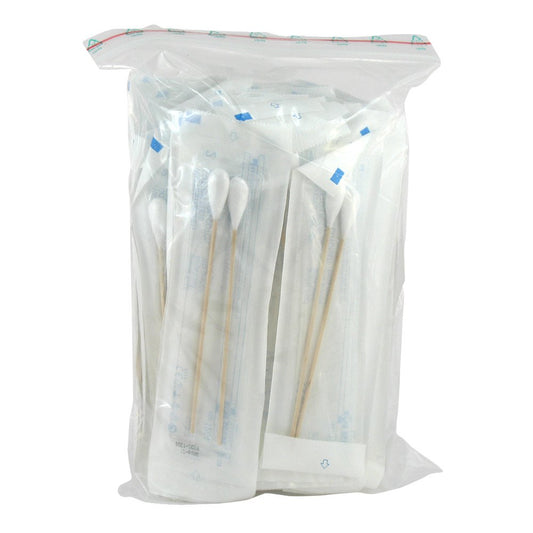 Das Produktfoto zeigt Wattestäbchen Holz 15 Cm Großer Kopf Steril (50X2 stk) PZN 01525265