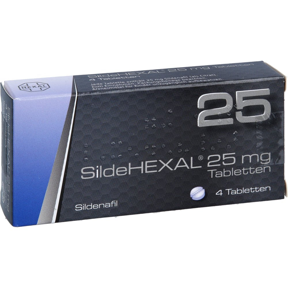 Das Produktfoto zeigt Sildehexal 25 Mg Tabletten (4 stk) PZN 01541318