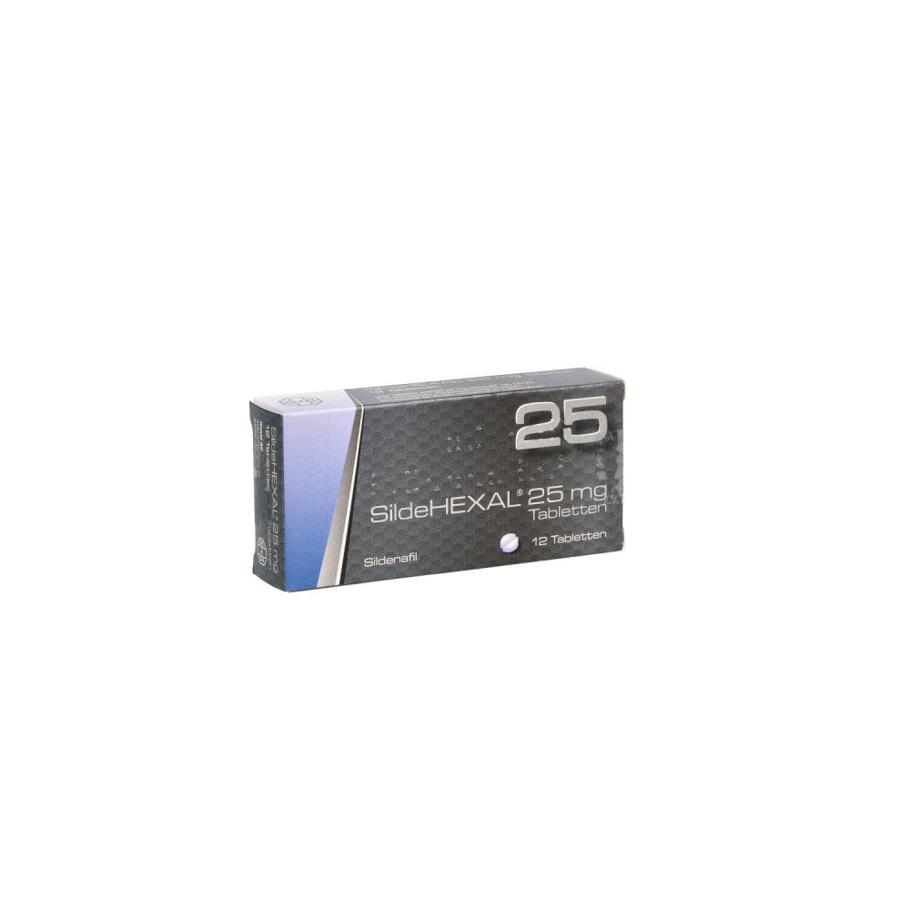 Das Produktfoto zeigt Sildehexal 25 Mg Tabletten (12 stk) PZN 01541519