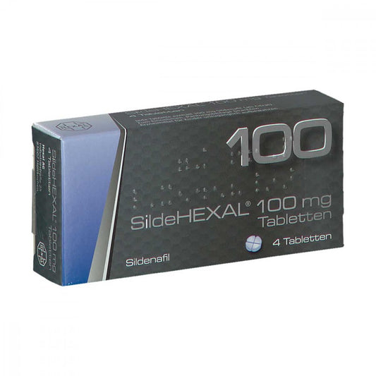 Das Produktfoto zeigt Sildehexal 100 Mg Tabletten (4 stk) PZN 01542909