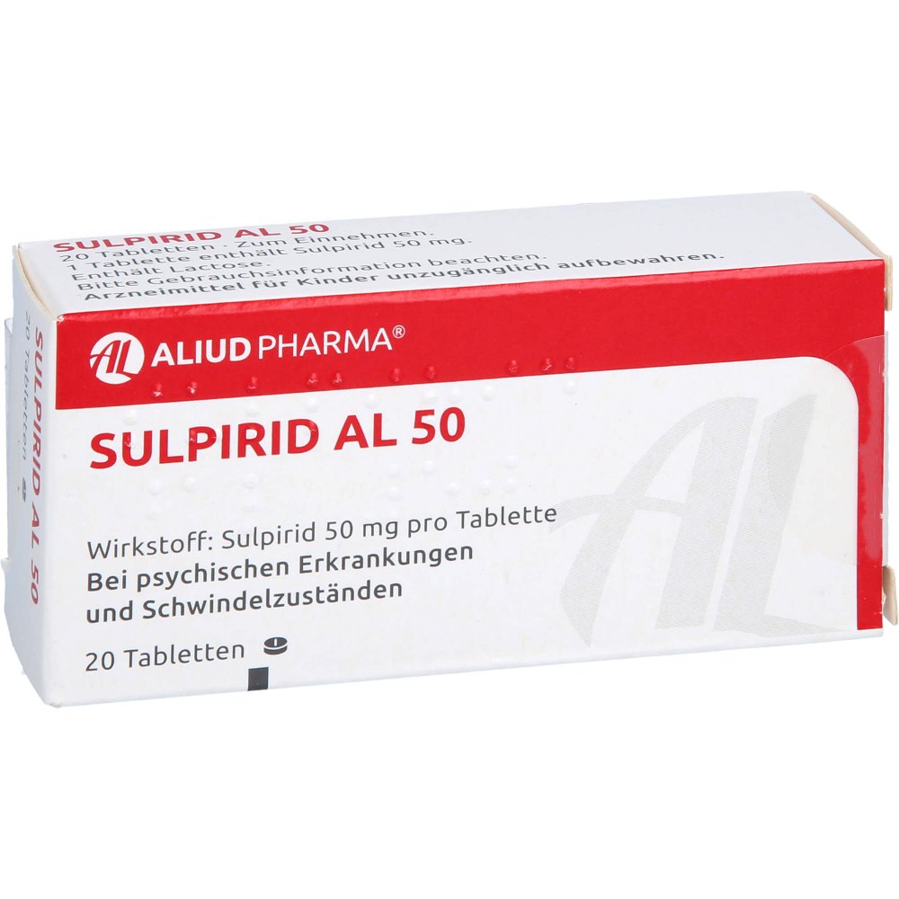Das Produktfoto zeigt Sulpirid Al 50 Tabletten (20 stk) PZN 01545026