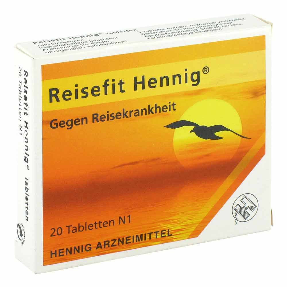Das Produktfoto zeigt Reisefit Hennig 50 Mg Tabletten (20 stk) PZN 01547249