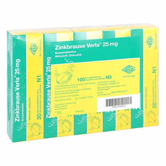 Das Produktfoto zeigt Zinkbrause Verla 25 Mg Brausetabletten (100 stk) PZN 01564555